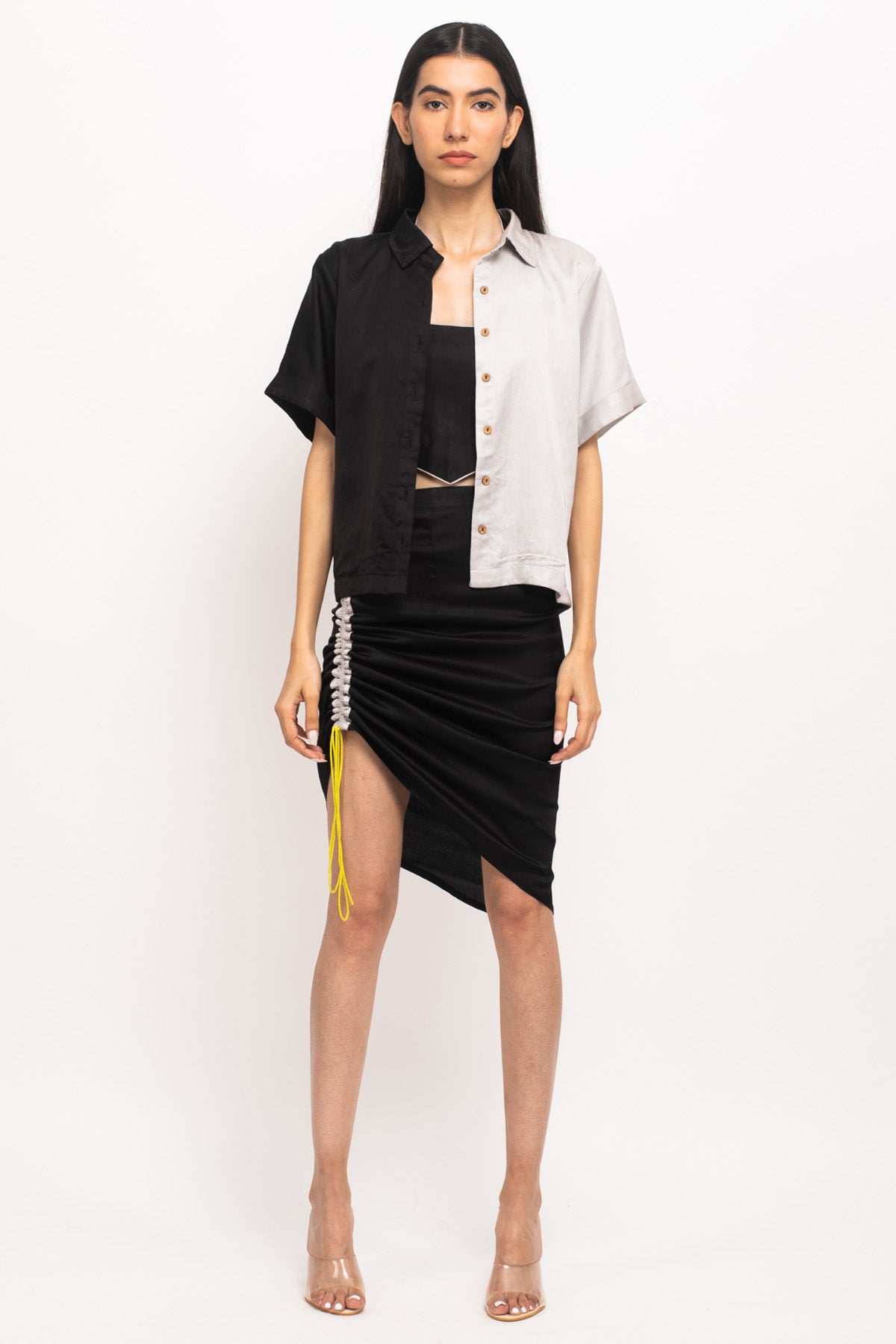Buy Neora by Nehal ChopraHalf & Half Crop Shirt & Skirt Set for Women Online